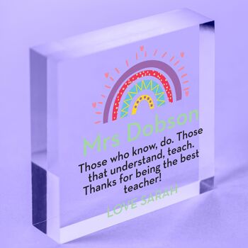 Cadeau de remerciement arc-en-ciel pour enseignant, cadeau personnalisé pour assistant d'enseignement, directeur d'école - Sac non inclus 5
