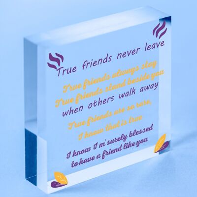 Hängeschild „True Friend“, Freundschaftszitat „Bester Freund“, Geburtstags-Andenken, Geschenk – Tasche im Lieferumfang enthalten