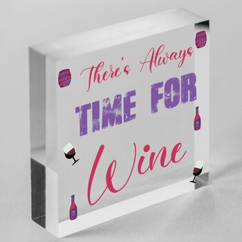 Il y a toujours du temps pour le vin Nouveauté Plaque suspendue en bois Signe de blague d'amitié - Sac non inclus 3