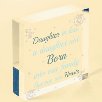 Fils et belle-fille Jour de mariage Anniversaire Cadeaux de Noël Plaque en forme de cœur en bois – Sac non inclus 7