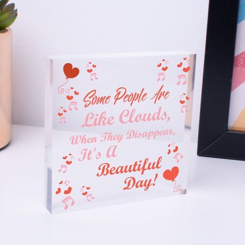 Some People Are Like Clouds Novelty Wooden Hanging Heart Plaque Friendship Gift - Bag Included