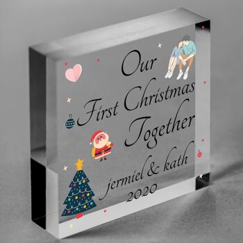 Notre premier Noël ensemble Coeur en bois 1er décoration d'arbre de Noël Cadeau de couple - Sac non inclus 6
