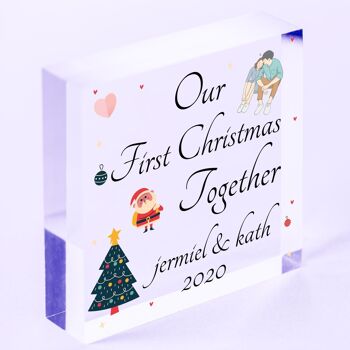 Notre premier Noël ensemble Coeur en bois 1er décoration d'arbre de Noël Cadeau de couple - Sac non inclus 8