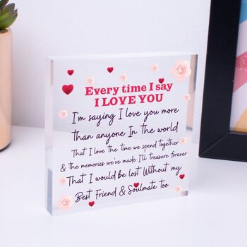 Cadeau d'anniversaire Soulmate Plaque en forme de cœur en bois Cadeau d'anniversaire de Saint-Valentin pour lui et elle – Sac non inclus 2