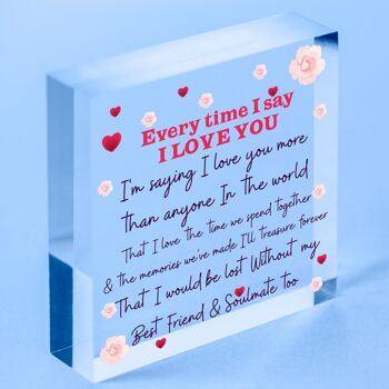 Cadeau d’anniversaire Soulmate Plaque de cœur en bois Cadeau d’anniversaire de Saint-Valentin pour lui Elle - Sac inclus 1