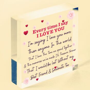 Cadeau d’anniversaire Soulmate Plaque de cœur en bois Cadeau d’anniversaire de Saint-Valentin pour lui Elle - Sac inclus 4