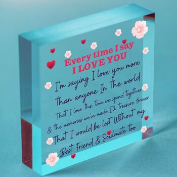 Cadeau d’anniversaire Soulmate Plaque de cœur en bois Cadeau d’anniversaire de Saint-Valentin pour lui Elle - Sac inclus 6