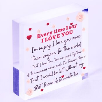 Cadeau d’anniversaire Soulmate Plaque de cœur en bois Cadeau d’anniversaire de Saint-Valentin pour lui Elle - Sac inclus 8