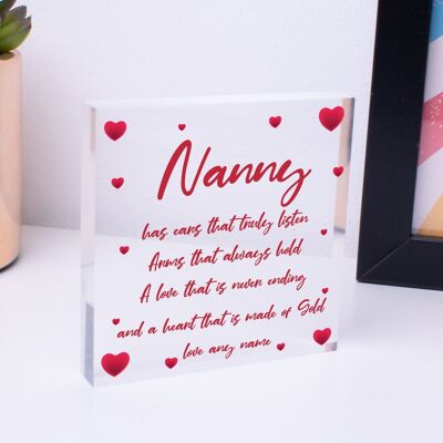 Geschenk für Nanny, personalisiertes Hängeschild, Geschenk für Nanny, Geburtstag, Muttertag, Geschenk – Tasche nicht im Lieferumfang enthalten