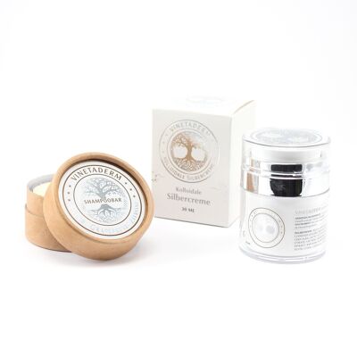Vinetaderm product set Colloidal silver cream 30ml & shampoo bar silver 50g