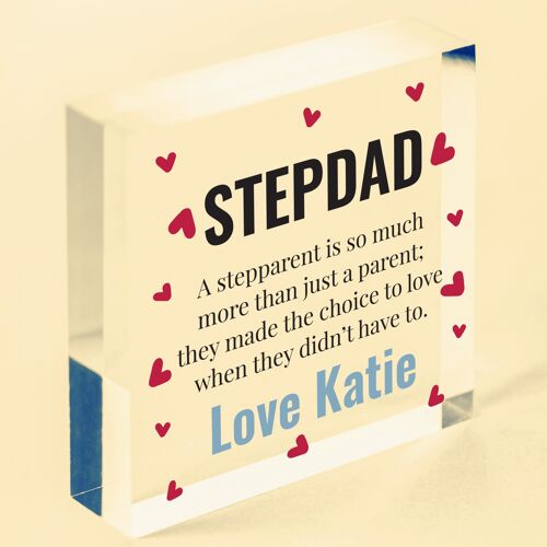 Personalised Step Dad Birthday Christmas Gifts From Son Daughter Clear Block - Bag Not Included