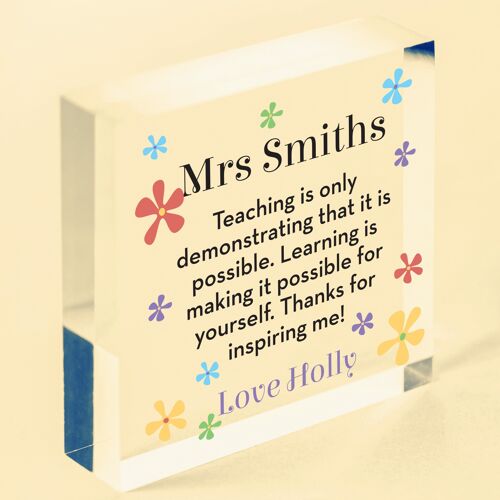Personalised Thank You Teacher Assistant School Leaving End of Term Keepsake - Bag Included