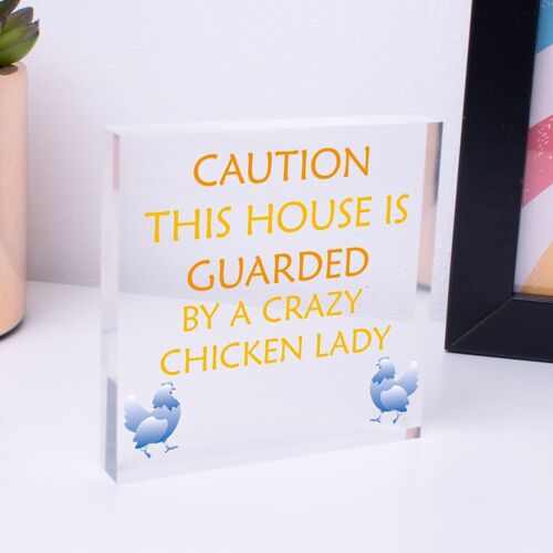 Novelty Chicken Sign Funny Coop Hen House Plaque For Garden Gate Crazy Lady Gift - Bag Not Included