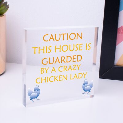 Novedad, letrero de pollo, placa divertida para gallinero, casa de gallina, para puerta de jardín, regalo para dama loca, bolsa no incluida