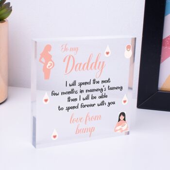Coeur en bois fait à la main de Bump Gifts Dad To Be Father Baby Son Daughter Card - Sac non inclus 1