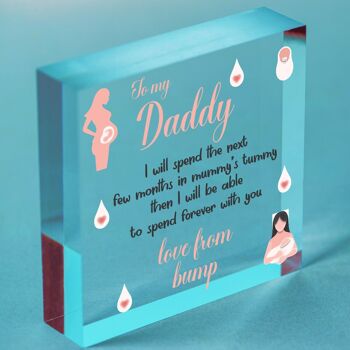Coeur en bois fait à la main de Bump Gifts Dad To Be Father Baby Son Daughter Card - Sac non inclus 3