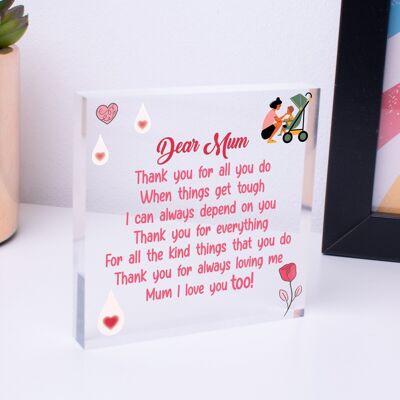 Geschenk für Mama zum Muttertag, Geburtstag, „I Love You“, Geschenk aus Holz zum Aufhängen in Herzform – Tasche nicht im Lieferumfang enthalten