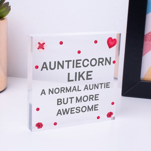 Handmade Auntie Gift Novelty Sister Plaque Wooden Heart Birthday Christmas - Bag Not Included