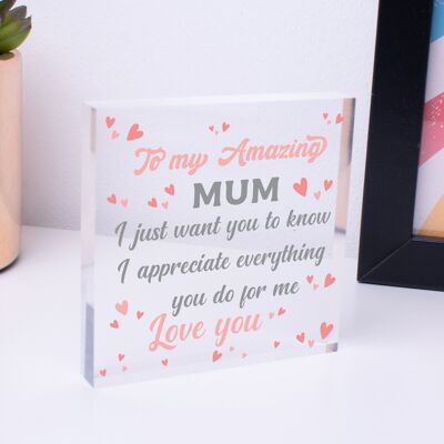 Gift For Mum Acrylic Sign Mum Birthday Christmas Gift From Daugther Son Keepsake - Bag Not Included