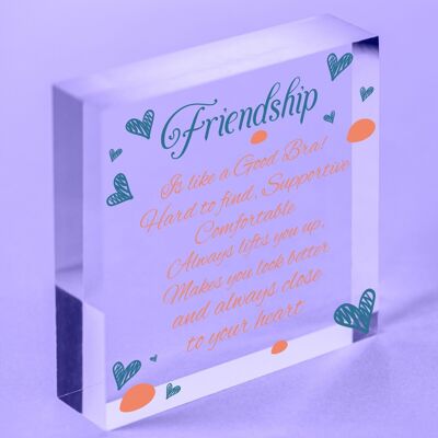 Targa shabby chic con cartello dell'amicizia fatta a mano, regalo di ringraziamento, borsa inclusa