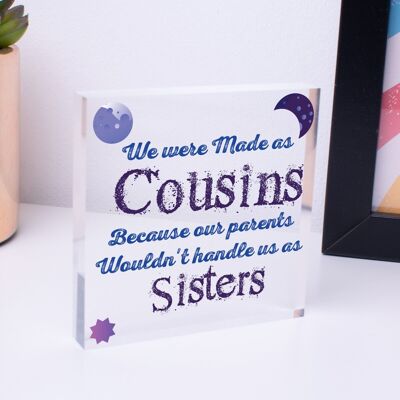 Cadeaux de cousin faits à la main pour femmes, plaque de cœur en bois, souvenir d'amitié entre sœurs, sac non inclus