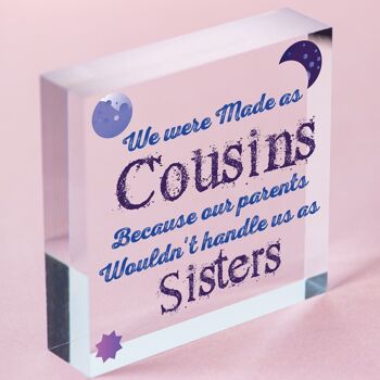 Cadeaux de cousin faits à la main pour femmes, plaque de cœur en bois, souvenir d'amitié entre sœurs, sac inclus 3