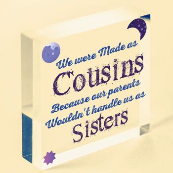Cadeaux de cousin faits à la main pour femmes, plaque de cœur en bois, souvenir d'amitié entre sœurs, sac inclus 4