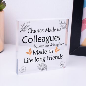 Fait à la main Chance Made Us Collègues Plaque de cœur en bois Cadeau d'amitié pour ami - Sac inclus 2