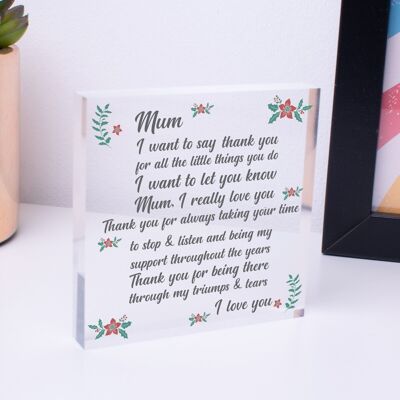 TARJETA DEL DÍA DE LA MADRE FELIZ Regalo del Día de la Madre Corazón de madera Regalo de agradecimiento para mamá - Bolsa no incluida