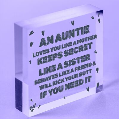 Funny Rude Auntie Gift Wooden Heart Auntie Sister Gift For Birthday Christmas - Bag Not Included
