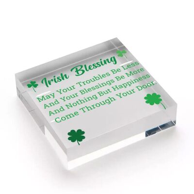 IRISH BLESSING Happiness Friendship Gift Plaque St. Patricks Day Lucky House Sign – Tasche im Lieferumfang enthalten