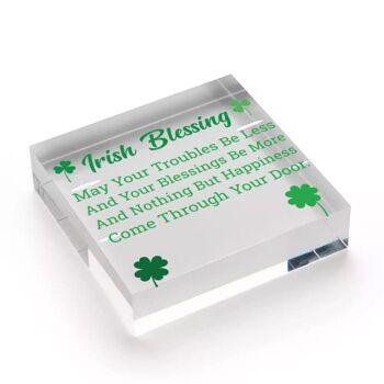 IRISH BLESSING Plaque cadeau de bonheur, d'amitié, signe de maison porte-bonheur pour la Saint-Patrick – Sac inclus 1