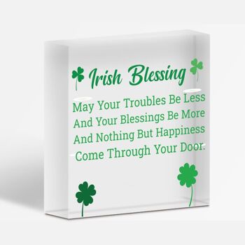 IRISH BLESSING Plaque cadeau de bonheur, d'amitié, signe de maison porte-bonheur pour la Saint-Patrick – Sac inclus 2