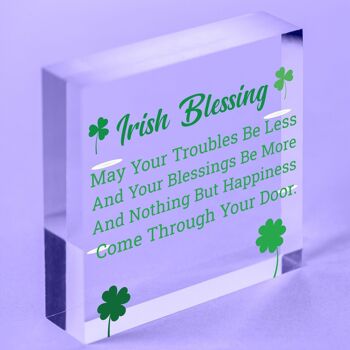 IRISH BLESSING Plaque cadeau de bonheur, d'amitié, signe de maison porte-bonheur pour la Saint-Patrick – Sac inclus 3