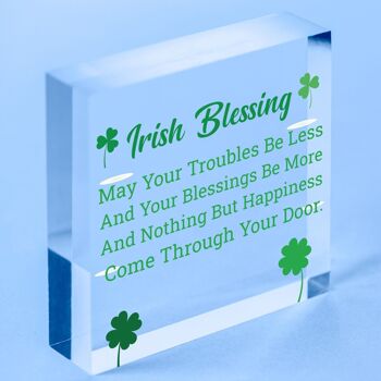 IRISH BLESSING Plaque cadeau de bonheur, d'amitié, signe de maison porte-bonheur pour la Saint-Patrick – Sac inclus 4