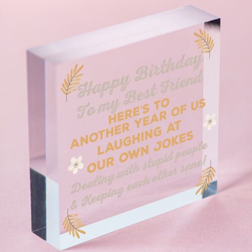 HAPPY BIRTHDAY Card Best Friend Birthday Gift Friendship Plaque Funny Keepsake - Bag Included