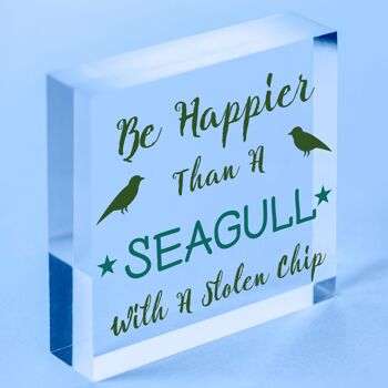 Happier Seagull Funny Inspiring Friendship Gift Plaque suspendue Meilleur ami Signe - Sac inclus 2