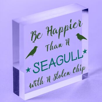 Happier Seagull Funny Inspiring Friendship Gift Plaque suspendue Meilleur ami Signe - Sac inclus 3