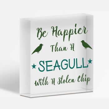 Happier Seagull Funny Inspiring Friendship Gift Plaque suspendue Meilleur ami Signe - Sac inclus 4