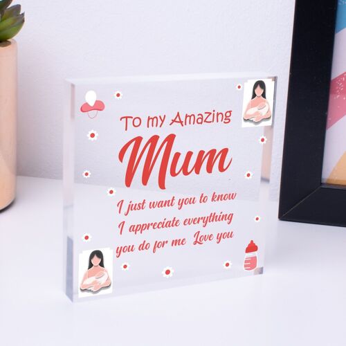 Gift For Mum Acrylic Sign Mum Birthday Christmas Gift From Daughter Son Keepsake - Bag Included