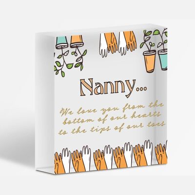 „Nanny We Love You To The Tips of Our Toes“-Oma-Geschenk aus Holz zum Aufhängen – Tasche nicht im Lieferumfang enthalten