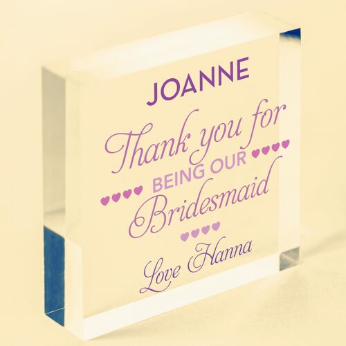 Bridesmaid Thank You Gifts Personalised Maid of Honour Flower Girl Bridal Party - Bag Not Included