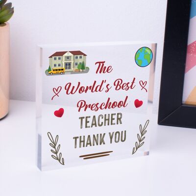 Gift For Preschool Teacher Wood Heart Thank You Gift Preschool Leaving Gift - Bag Not Included