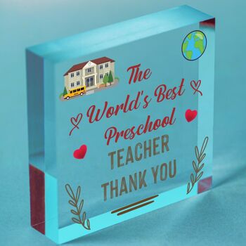 Cadeau pour enseignant préscolaire, cœur en bois, cadeau de remerciement, cadeau de sortie préscolaire - Sac non inclus 2