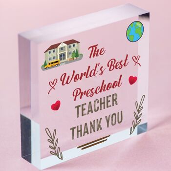 Cadeau pour enseignant préscolaire, cœur en bois, cadeau de remerciement, cadeau de sortie préscolaire - Sac non inclus 3