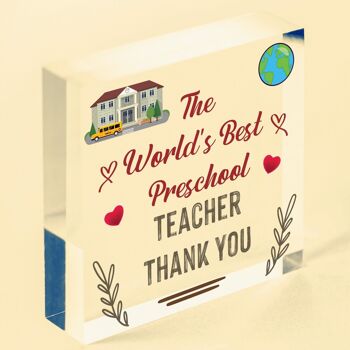 Cadeau pour enseignant préscolaire, cœur en bois, cadeau de remerciement, cadeau de sortie préscolaire - Sac non inclus 4