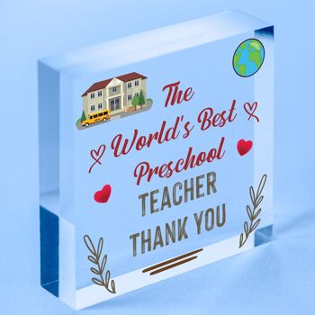 Cadeau pour enseignant préscolaire, cœur en bois, cadeau de remerciement, cadeau de sortie préscolaire - Sac non inclus 5