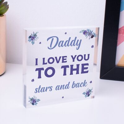 Papa papa cadeau t'aime fête des pères bloc acrylique signe fille fils merci - sac non inclus