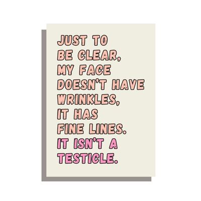 Fine lines and wrinkes funny birthday card on a gorgeous FSC uncoated board with grey envelope