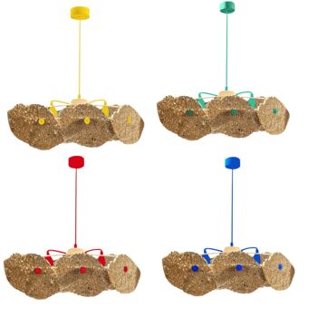 Suspension eco-conçue, matériaux recyclés, vert, bleu, jaune et rouge - LEAF 4